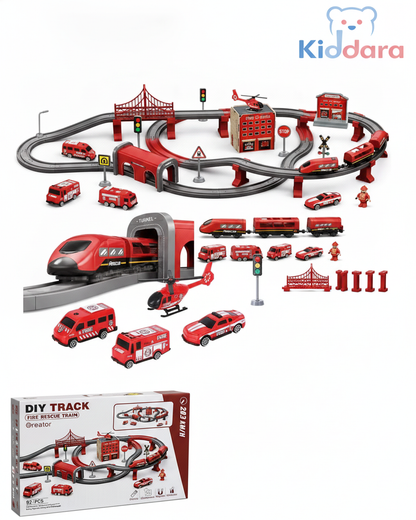 DIY Fire Rescue Train Track Set – 92 Pieces