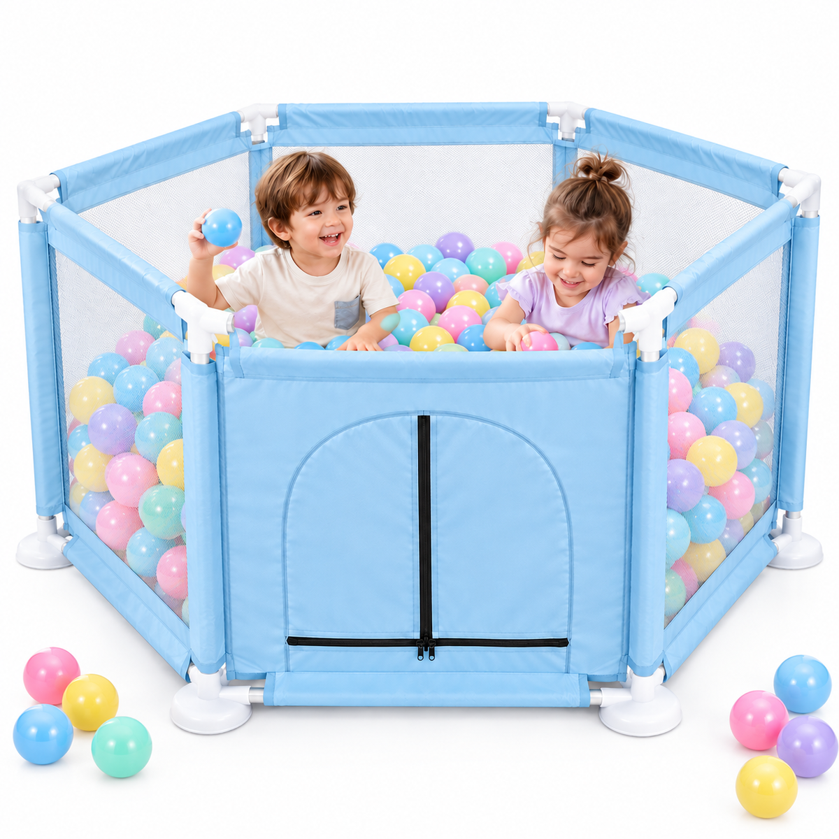 Hexagon Baby Playpen with 100 Colorful Balls