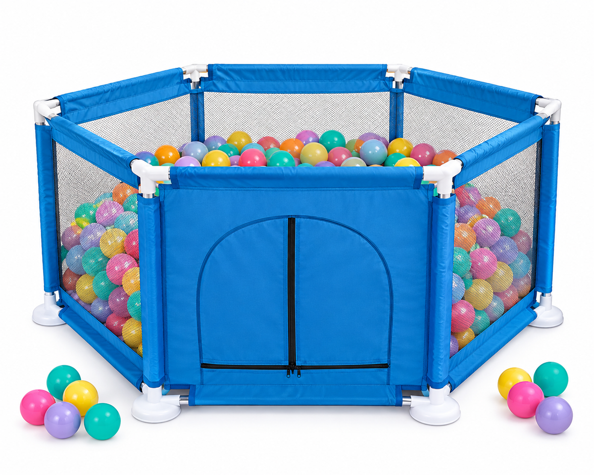 Hexagon Baby Playpen with 100 Colorful Balls