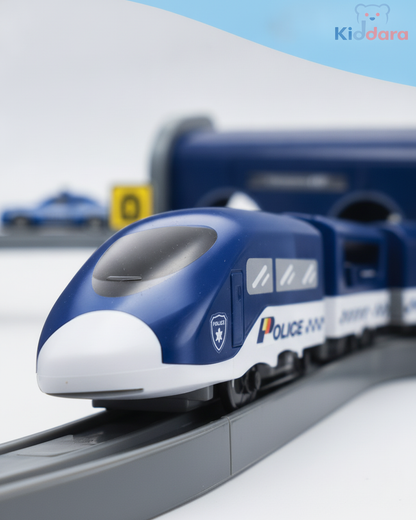 DIY Police Train Track Set – 92 Pieces Electric Railway