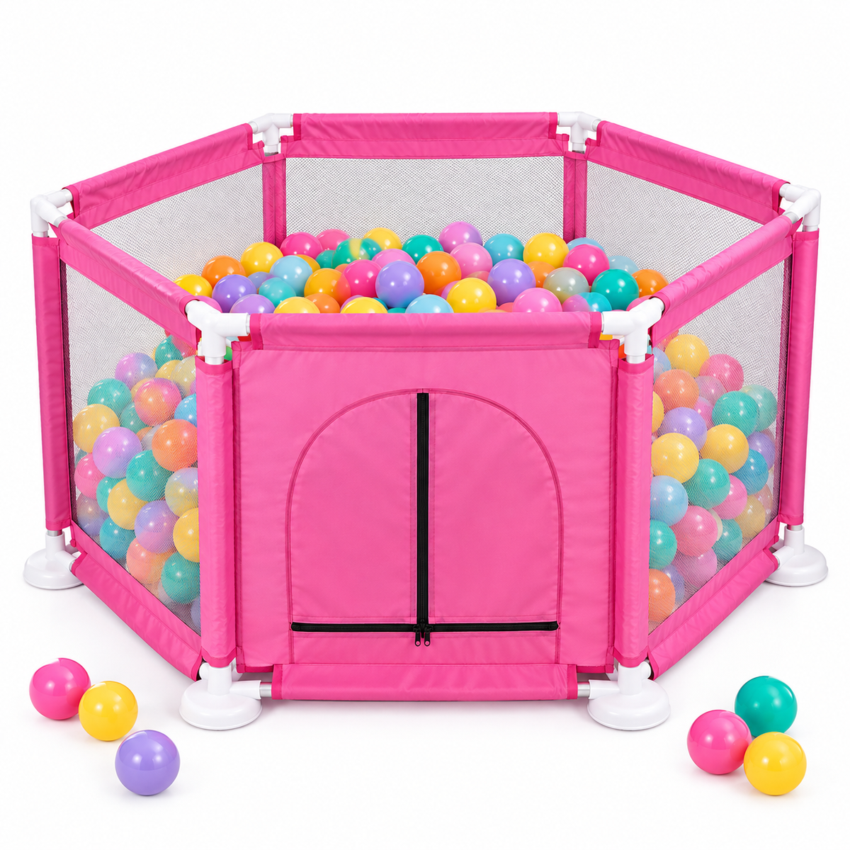 Hexagon Baby Playpen with 100 Colorful Balls